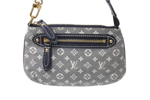 Load image into Gallery viewer, LOUISVUITTON ルイヴィトン LV ミニラン ミニアクセポーチ M95754 キャンバス レザー グレー ネイビー ゴールド金具 美品 中古 4c070256