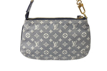 Load image into Gallery viewer, LOUISVUITTON ルイヴィトン LV ミニラン ミニアクセポーチ M95754 キャンバス レザー グレー ネイビー ゴールド金具 美品 中古 4c070256