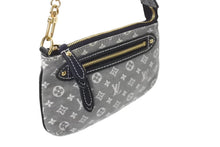 Load image into Gallery viewer, LOUISVUITTON ルイヴィトン LV ミニラン ミニアクセポーチ M95754 キャンバス レザー グレー ネイビー ゴールド金具 美品 中古 4c070256