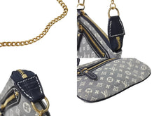 Load image into Gallery viewer, LOUISVUITTON ルイヴィトン LV ミニラン ミニアクセポーチ M95754 キャンバス レザー グレー ネイビー ゴールド金具 美品 中古 4c070256