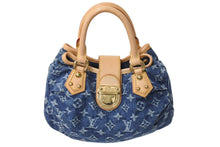 画像をギャラリービューアに読み込む, 極美品 LOUIS VUITTON ルイヴィトン モノグラムデニム プリ―ティ ハンドバッグ ブルー ゴールド金具 M95020 中古 4c070257