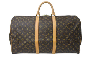 LOUIS VUITTON ルイヴィトン モノグラム キーポル55 ボストンバッグ ブラウン ロゴ ゴールド金具 M41414 美品 中古 4c070260