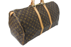 LOUIS VUITTON ルイヴィトン モノグラム キーポル55 ボストンバッグ ブラウン ロゴ ゴールド金具 M41414 美品 中古 4c070260