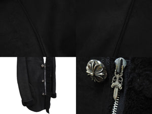 CHROME HEARTS クロムハーツ RNCH SHRLNG VJ ムートンコート サイズM ラムレザー クロスボールボタン シルバー925 美品 中古 4c070272