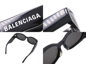 BALENCIAGA バレンシアガ オーバル サングラス メガネ BB0258S イタリア製 ブラック ホワイト サイズ58□18 美品 中古 4c070279