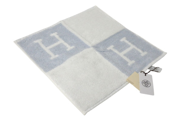 New Unused HERMES Avalon Hand Towel Made in France Cotton Blue White Used 4c070280