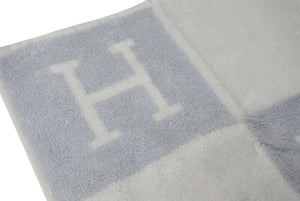 New Unused HERMES Avalon Hand Towel Made in France Cotton Blue White Used 4c070280