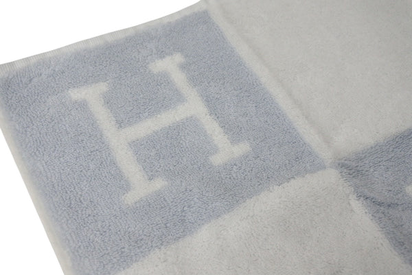 New Unused HERMES Avalon Hand Towel Made in France Cotton Blue White Used 4c070280
