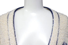 画像をギャラリービューアに読み込む, 極美品 CHANEL シャネル ニットカーディガン P61037K46380 サイズ34 19SS ツイード ココマーク シルク混 アイボリー ネイビー 中古 4c070295