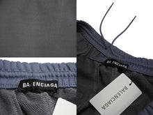 Load image into Gallery viewer, BALENCIAGA バレンシアガ トラックパンツ 601609 サイズ46 サイドライン 刺繍ロゴ グレー ライムグリーン 美品 中古 4c070297