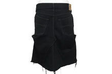 Load image into Gallery viewer, BALENCIAGA バレンシアガ デニムスカート 719270 サイズ36 ダメージ加工 ドッキング ブラック コットン 美品 中古 4c070299