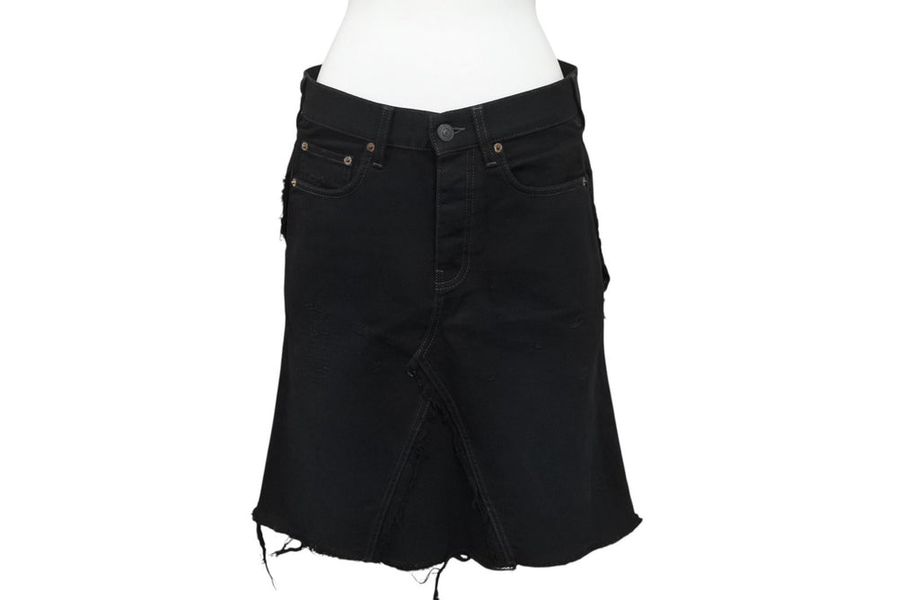BALENCIAGA Denim Skirt 719270 Size 36 Distressed Docking Black Cotton Good Condition Used 4c070299