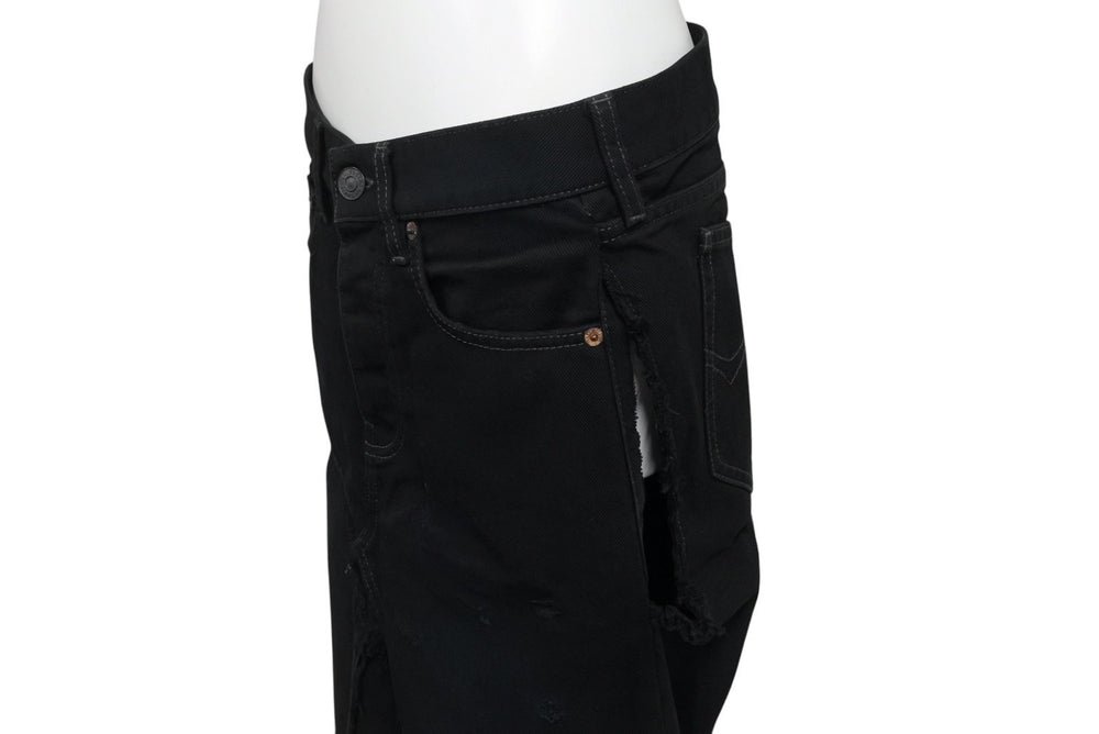 BALENCIAGA Denim Skirt 719270 Size 36 Distressed Docking Black Cotton Good Condition Used 4c070299
