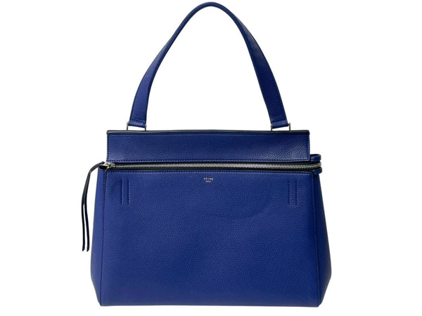 CELINE Edge Medium Handbag Shoulder Tote Bag Leather Blue Silver Hardware Good Condition Used 4c070320