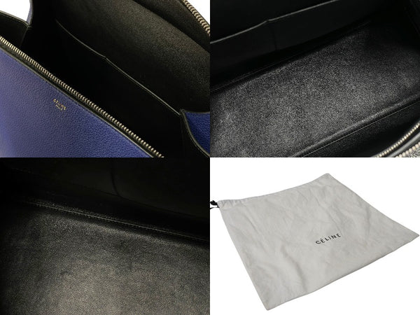 CELINE Edge Medium Handbag Shoulder Tote Bag Leather Blue Silver Hardware Good Condition Used 4c070320