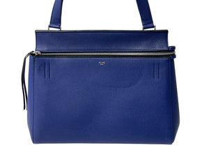 CELINE Edge Medium Handbag Shoulder Tote Bag Leather Blue Silver Hardware Good Condition Used 4c070320