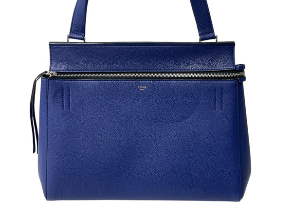 CELINE Edge Medium Handbag Shoulder Tote Bag Leather Blue Silver Hardware Good Condition Used 4c070320