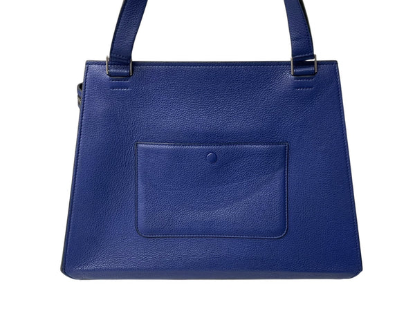 CELINE Edge Medium Handbag Shoulder Tote Bag Leather Blue Silver Hardware Good Condition Used 4c070320