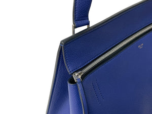 CELINE Edge Medium Handbag Shoulder Tote Bag Leather Blue Silver Hardware Good Condition Used 4c070320