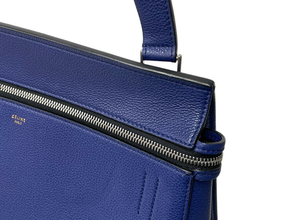 CELINE Edge Medium Handbag Shoulder Tote Bag Leather Blue Silver Hardware Good Condition Used 4c070320