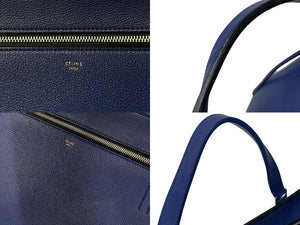 CELINE Edge Medium Handbag Shoulder Tote Bag Leather Blue Silver Hardware Good Condition Used 4c070320