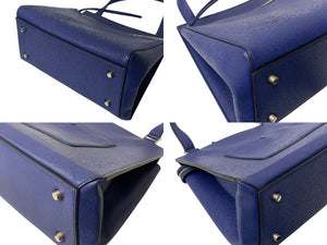 CELINE Edge Medium Handbag Shoulder Tote Bag Leather Blue Silver Hardware Good Condition Used 4c070320