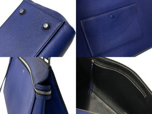CELINE Edge Medium Handbag Shoulder Tote Bag Leather Blue Silver Hardware Good Condition Used 4c070320
