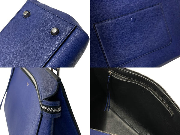 CELINE Edge Medium Handbag Shoulder Tote Bag Leather Blue Silver Hardware Good Condition Used 4c070320