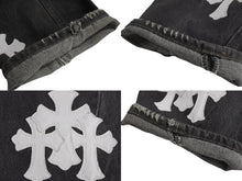 画像をギャラリービューアに読み込む, CHROME HEARTS クロムハーツ LEVI'S リーバイス クロスパッチ ウォッシュドデニムパンツ ブラック系 サイズ26 美品 中古 4c070348