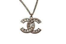 Load image into Gallery viewer, CHANEL シャネル ココマーク ネックレス アクセサリー スクエアラインストーン ラウンドストーン GP ゴールド 美品 中古 4c070359