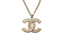 Load image into Gallery viewer, CHANEL シャネル ココマーク ネックレス アクセサリー スクエアラインストーン ラウンドストーン GP ゴールド 美品 中古 4c070359
