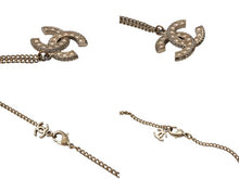 Load image into Gallery viewer, CHANEL シャネル ココマーク ネックレス アクセサリー スクエアラインストーン ラウンドストーン GP ゴールド 美品 中古 4c070359