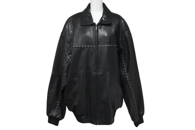 pellepelle ペレペレ レザージャケット ビックシルエット スタッズ ナイロン レザー ブラック 美品 中古 4c070376