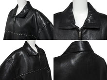 画像をギャラリービューアに読み込む, pellepelle ペレペレ レザージャケット ビックシルエット スタッズ ナイロン レザー ブラック 美品 中古 4c070376