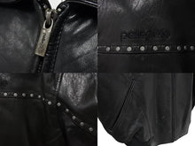 画像をギャラリービューアに読み込む, pellepelle ペレペレ レザージャケット ビックシルエット スタッズ ナイロン レザー ブラック 美品 中古 4c070376