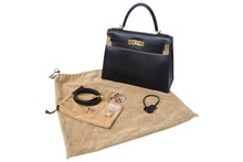 画像をギャラリービューアに読み込む, 新品同様 HERMES エルメス ケリー28 外縫い ブラック ◻︎D刻印 カーフスキン ゴールド金具 V金具 ハンドバッグ 中古 4c070377