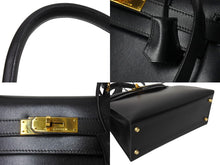 画像をギャラリービューアに読み込む, 新品同様 HERMES エルメス ケリー28 外縫い ブラック ◻︎D刻印 カーフスキン ゴールド金具 V金具 ハンドバッグ 中古 4c070377