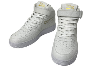 新品同様 LOUIS VUITTON × NIKE ルイヴィトン ナイキ Air Force 1 Mid エアフォース1ミッド スニーカー 1A9V90 サイズ8 1/2 中古 4c070382