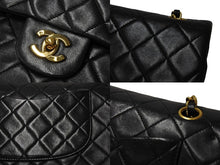 画像をギャラリービューアに読み込む, CHANEL シャネル マトラッセ23 Wフラップ チェーン ショルダーバッグ ラムスキン 1番台 ブラック ゴールド金具 美品 中古 4c070383