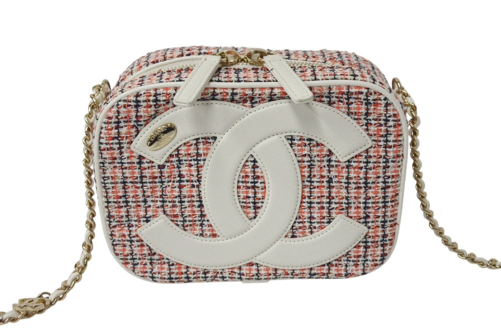 極美品 CHANEL シャネル カメラバッグ チェーンショルダーバッグ AS0322 27番台 ココマーク マルチカラー ツイード カーフスキン 中古 4c070388