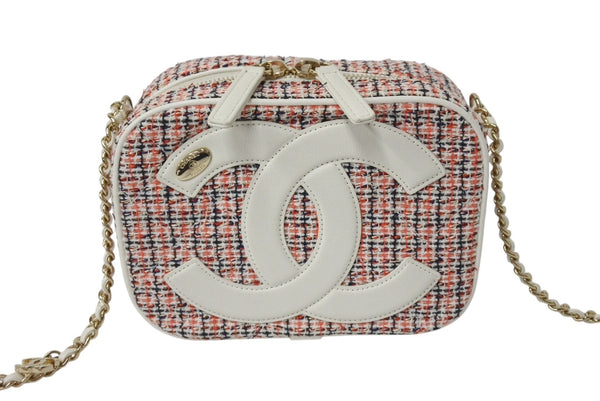 極美品 CHANEL シャネル カメラバッグ チェーンショルダーバッグ AS0322 27番台 ココマーク マルチカラー ツイード カーフスキン 中古 4c070388