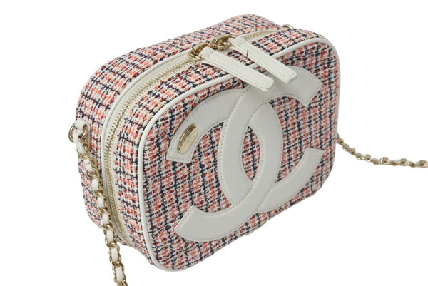 極美品 CHANEL シャネル カメラバッグ チェーンショルダーバッグ AS0322 27番台 ココマーク マルチカラー ツイード カーフスキン 中古 4c070388
