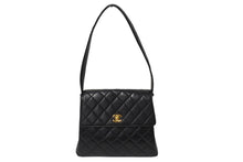 画像をギャラリービューアに読み込む, CHANEL シャネル ワンショルダーバッグ 5番台 ココマーク キルティング ラムスキン ブラック ヴィンテージ ゴールド金具 美品 中古 4c070399
