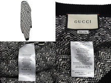Load image into Gallery viewer, GUCCI グッチ Gランバス Vネック 長袖ニット CA37394 CA14517 テスート ウール ホワイト ブラック サイズXS 美品 中古 4c070410