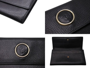 GIANNI VERSACE ジャンヌヴェルサーチ 長財布 ロングウォレット メデューサ レザー ブラック ゴールド金具 美品 中古 4c070414