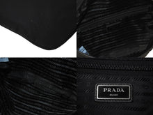 画像をギャラリービューアに読み込む, PRADA プラダ ウエストバッグ ロゴプレート 2VL033 イタリア製 ナイロン レザー ブラック シルバー金具 美品 中古 4c070427