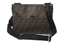 画像をギャラリービューアに読み込む, FENDI フェンディ ショルダーバッグ サコッシュ ズッカ柄 7VA247-B0W PVC レザー ブラウン シルバー金具 美品 中古 4c070440