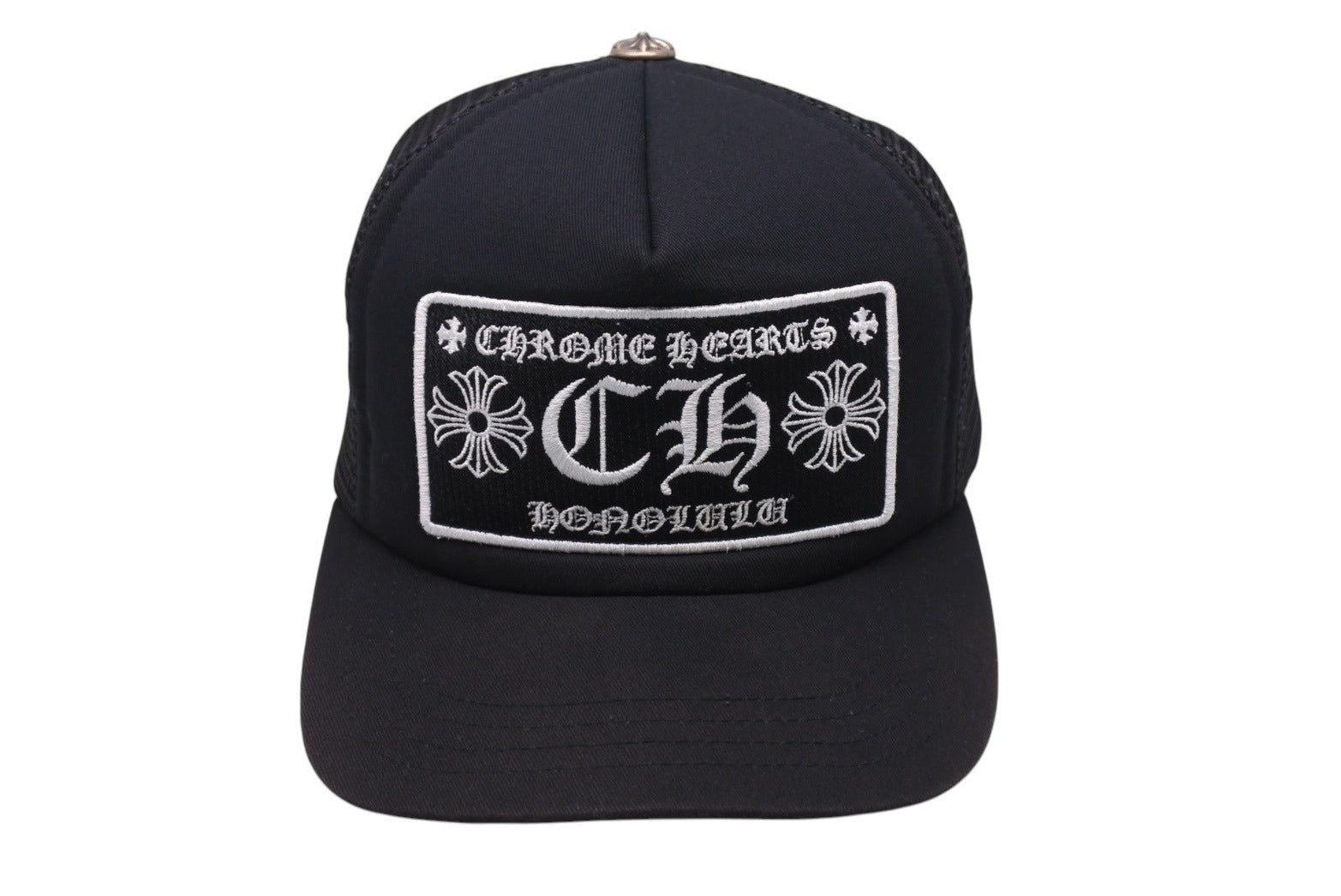 CHROME HEARTS クロムハーツトラッカーキャップ ホノルル限定 CHロゴ刺繍 クロスボール シルバー 925 ブラック 中古 美品  4c070448 – Casanova Vintage