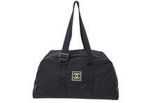 画像をギャラリービューアに読み込む, CHANEL シャネル スポーツライン ボストンバッグ ココマーク 7番台 キャンバス ブラック ナイロン 美品 中古 4c070456