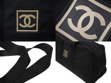 画像をギャラリービューアに読み込む, CHANEL シャネル スポーツライン ボストンバッグ ココマーク 7番台 キャンバス ブラック ナイロン 美品 中古 4c070456